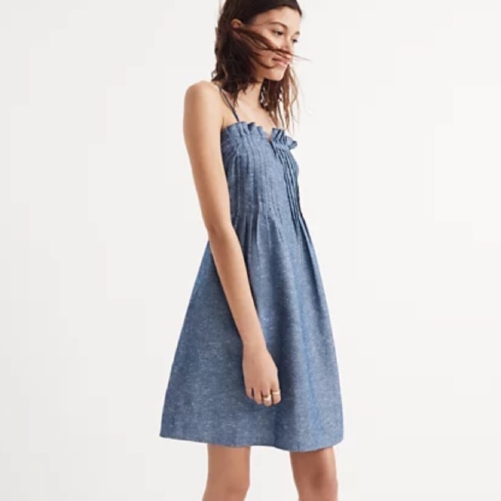 Madewell Denim Cami Pintuck Dress